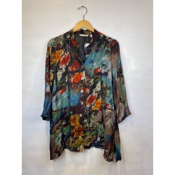 Soft Surroundings Heavenly Soft Tranquil Garden Floral Shirt Buttons Size Large - Picture 1 of 5